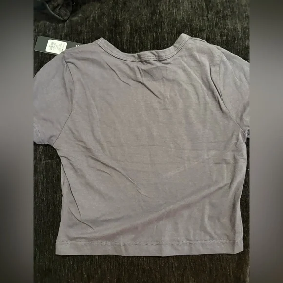 Fashion Nova Gray Crop Tee - 'only accepting good vibes and tequila' - Picture 2 of 3